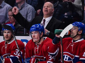 Canadiens head coach Claude Julien yells out instructions during their game against the Winnipeg Jets at the Bell Centre in Montreal on Saturday.