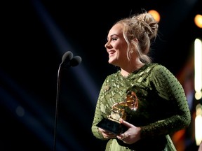 Adele at the 59th Annual Grammy Awards.