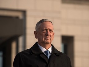 James Mattis attends an honour guard ceremony with his South Korean counterpart Han Min-Koo at the Defense Ministry in Seoul on February 3, 2017