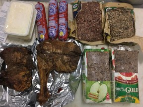 Forty-two pounds of horse meat and horse genitals were found hidden in juice boxes inside the bag of a traveler coming from Mongolia to Dulles Airport in January.