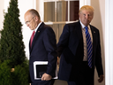 Andrew Puzder with Donald Trump after a November 2016 meeting.