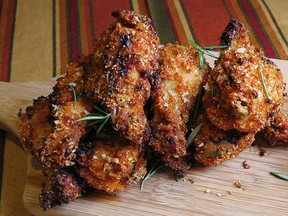 Crunchy honey mustard wings can be served as a meal or as an appetizer for a crowd.