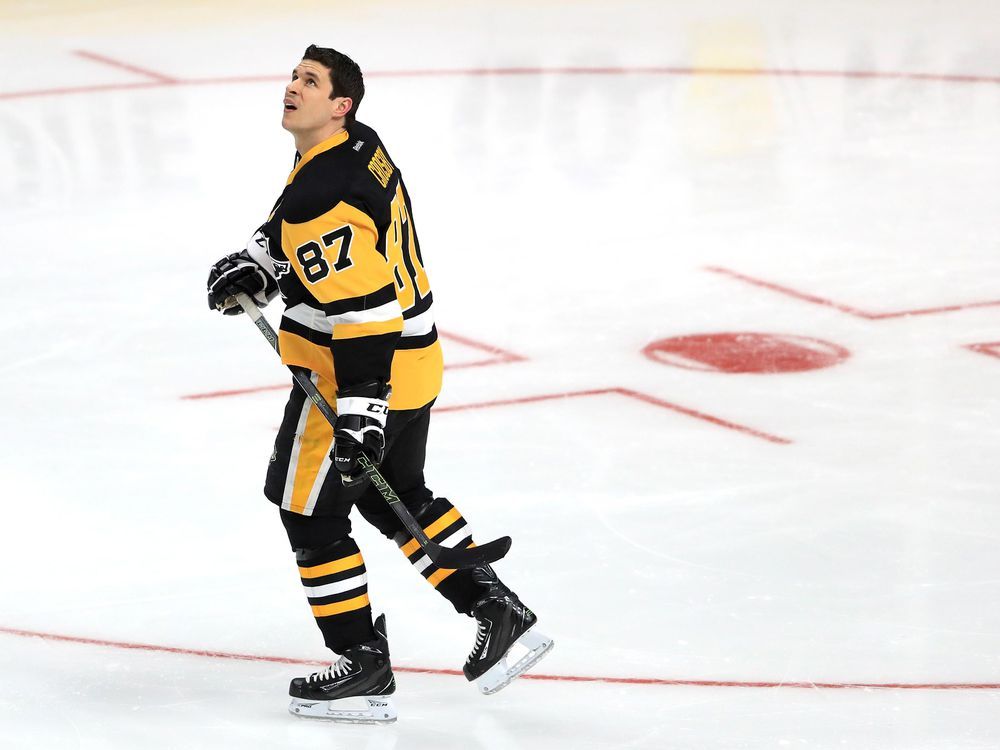 Penguins teammates mimic Sidney Crosby in honor of his 1,000th game while  all wearing No. 87 