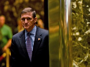 This file photo taken on December 12, 2016 shows Lt. Gen. Michael Flynn arriving for a meeting with US President-elect Donald Trump at Trump Tower in New York.