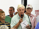 Frank Newbould speaks at a Sauble Beach community meeting in 2014.