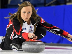 Team Ontario skip Rachel Homan of Ottawa gets in some practice throwing leading to Saturday's opening of the Scotties Tournament of Hearts in St. Catharines, Ont. The Homan rink is rated No. 1 in the world.