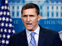 U.S. National Security Adviser Michael Flynn speaks at the White House on Wednesday. “As of today, we are officially putting Iran on notice,” he said.