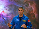 Jeremy Hansen, one of Canada's two astronauts, gives a presentation at an Ottawa public school.