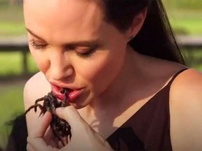 "You start with the crickets," Angelina Jolie says. "Crickets and a beer, and then you kind of move up to the tarantulas."