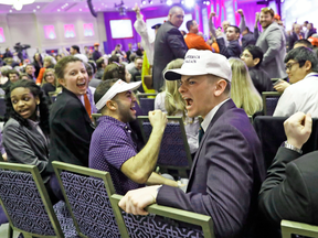 Angry supporters shout down a protester as President Donald Trump speaks at the Conservative Political Action Conference on Friday, Feb. 24, 2017, in Maryland.