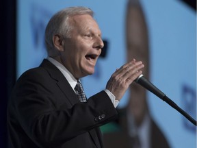 PQ Leader Jean-Francois Lisee gestures during his opening speech at the first day of the Parti Quebecois national council meeting in Quebec City on Saturday, January 14, 2017.