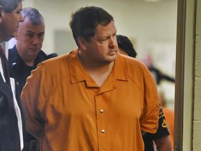 In this Sunday, Nov. 6, 2016, file photo, Todd Kohlhepp's enters the courtroom of Judge Jimmy Henson for a bond hearing at the Spartanburg Detention Facility in Spartanburg, S.C.
