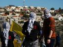 Palestinian protestors facing the Israeli settlement of Qadumim in the West Bank, Dec. 30, 2016.