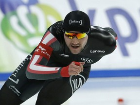 Vincent De Haitre of Canada competes in the men's 1500 metres at the ISU world single distances speed skating championships in Gangneung, South Korea, on Feb. 12.