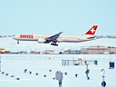 A Swiss Air flight comes in for a landing at Iqaluit Airport in Nunavut on Feb.1, 2017. Photo: THE CANADIAN PRESS/HO/Frank Reardon