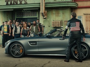 An image from the company's "Easy Driver" Super Bowl 51 commercial. To target baby boomers, Mercedes-Benz enlisted the Coen Bros. to direct an update to the tune of Steppenwolfís Born to be Wild.