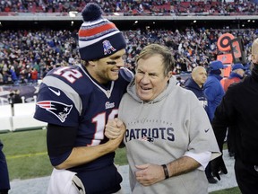 Tom Brady (L), coach Bill Belichick (R) and the Patriots’ owner, Robert K. Kraft, also happen to be friends of the president.