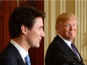 Prime Minister Justin Trudeau and U.S. President Donald Trump take part in a joint press conference at the White House on Monday, Feb. 13, 2017.