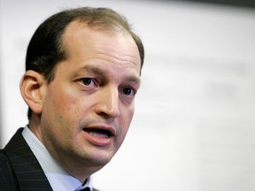 In this Jan. 16, 2008 file photo, R. Alexander Acosta talks to reporters during a news conference in Miami. President Donald Trump says he's has chosen Acosta to be labour secretary.