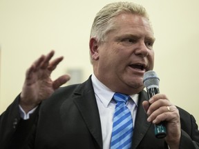 Doug Ford speaks at a town hall meeting  in Toronto on Monday February 13, 2017.