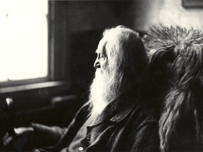 Walt Whitman photographed at his home in Camden, New Jersey