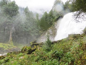 At nearly 40 metres, Chatterbox Falls, a jewel in Princess Louisa Marine Provincial Park, pounds down a granite cleft at the head of the inlet.