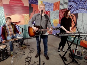 The New Pornographers play in the National Post studio.