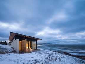 Lookout at Broad Cove Marsh, located outside Inverness, Nova Scotia.