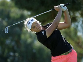 Canada's Brooke Henderson finds herself two strokes shy of the cut line as she completes her second round Saturday at the ANA Inspiration, the first LPGA of the season, in Rancho Mirage, Calif.