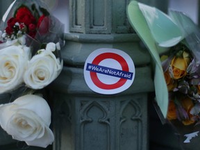 Bunches of flowers in honour of the victims of the March 22 terror attack