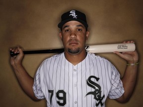 Chicago White Sox first baseman Jose Abreu poses for a photo at spring training on Feb. 23.