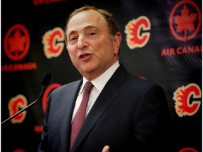 NHL commissioner Gary Bettman during his visit to Calgary on Wednesday, March 15, 2017.