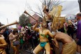 Revellers congregate at the start of the Society of Saint Anne Mardi Gras parade in New Orleans, Feb. 28, 2017.