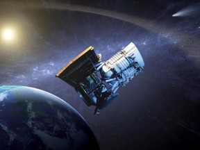 An artist's conception of the NEOWISE spacecraft, which Carrie Nugent uses to search for near-Earth asteroids.