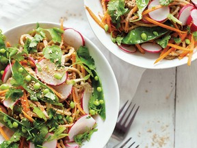 "Any vegetables work well here, and you can easily adapt this  for any time  of the year," Britton writes of her Cool It Noodle Salad.