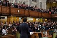 Prime Minister Justin Trudeau delivers a speech in the House of Commons.