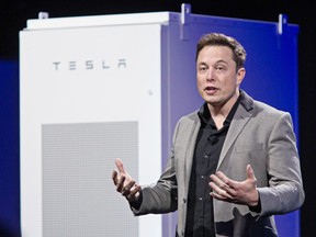Elon Musk speaks during the unveiling of the company's "Powerwall' at an event in Hawthorne, California, U.S., on Thursday, April 30, 2015