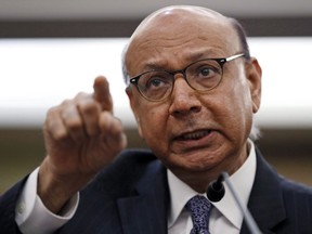 Khizr Khan, a Pakistani-American lawyer and gold star father, speaks in Washington, Thursday, Feb. 2, 2017, during a House Democratic forum on President Donald Trump's executive order on immigration.