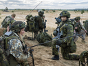Canadian and Latvian soldiers in Kadaga, Latvia, during Operation Reassurance in September 2015.