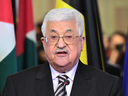 Palestinian President Mahmoud Abbas speaks in Brussels in February 2017.