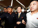 North Korean Ambassador to Malaysia Kang Chol, centre, arrives at Kuala Lumpur International Airport to be expelled, on March 6, 2017. 