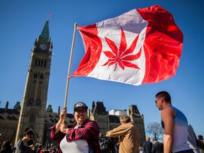 A marijuana flag flies in Ottawa