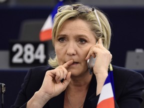 This file photo taken on January 17, 2017 shows Marine Le Pen during a plenary session of the European Parliament