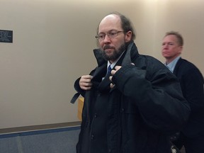 Kenneth Harrisson is shown at provincial court in St. John's, N.L., on Tuesday, March 21, 2017. A forensic psychiatrist says a child-size sex doll at the heart of Harrison's trial meets the definition of child pornography.