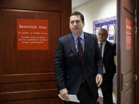 House Intelligence Committee Chairman Devin Nunes, R-Calif., arrives to address reporters on Capitol Hill in Washington, March 22, 2017.