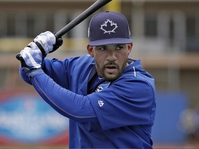 Toronto Blue Jays infielder Devon Travis prepares to hit in the batting cage before a game against the Boston Red Sox in Dunedin, Fla., on March 13.