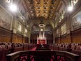The Senate chamber sits empty on September 12, 2014 in Ottawa