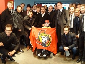 The Ottawa Senators visited Jonathan Pitre in Minneapolis on March 29.