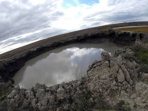 Gas-filled humps in Siberian permafrost that can explode.