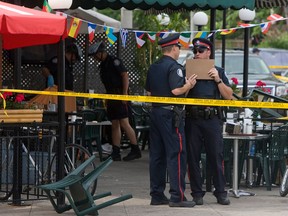 The scene of the 2012 shooting at the Sicilian Sidewalk Café in Toronto's Little Italy that killed 35-year-old John Raposo.